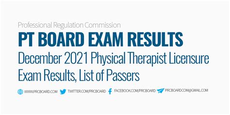 Physical Therapist Board Exam Results December 2021 – PT .